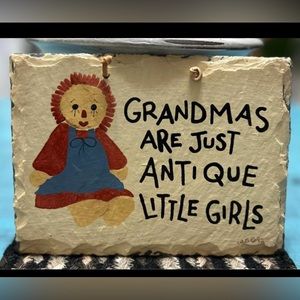 VTG Raggedy Ann handcrafted Slate plaque By PLAIN JANE - home decor